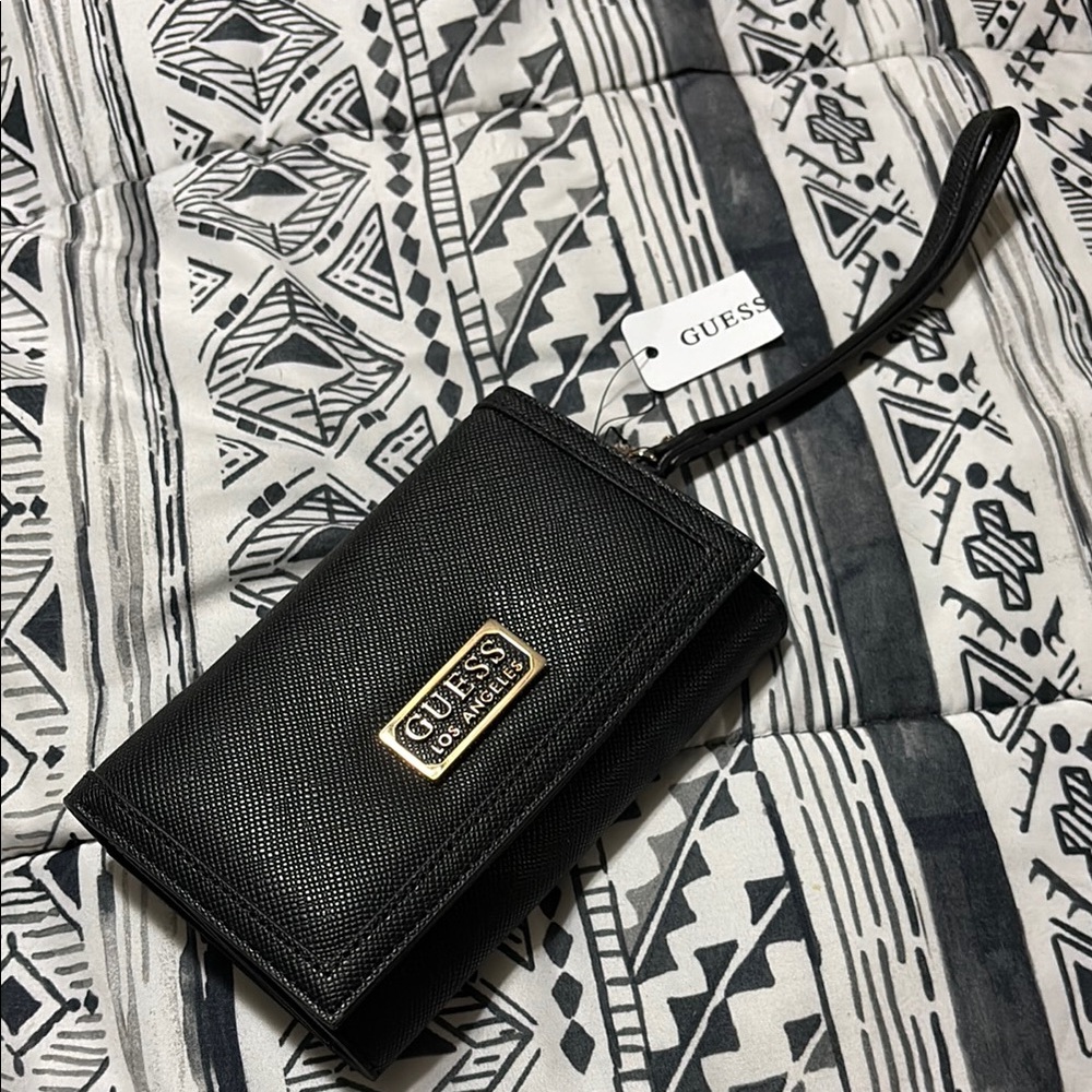 GUESS Black and Gold Wristlet